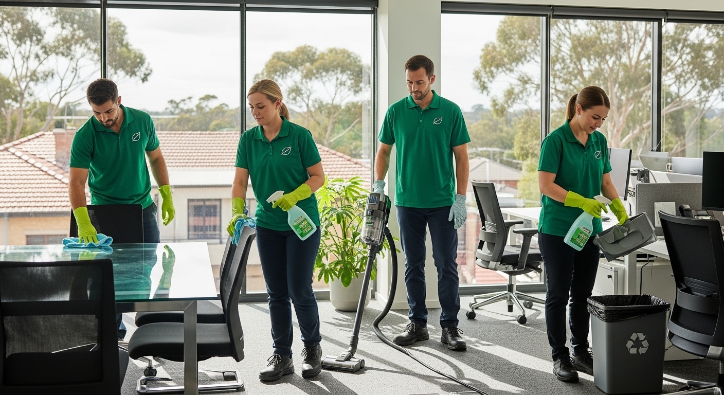 Commercial cleaners at work in Ambarvale office