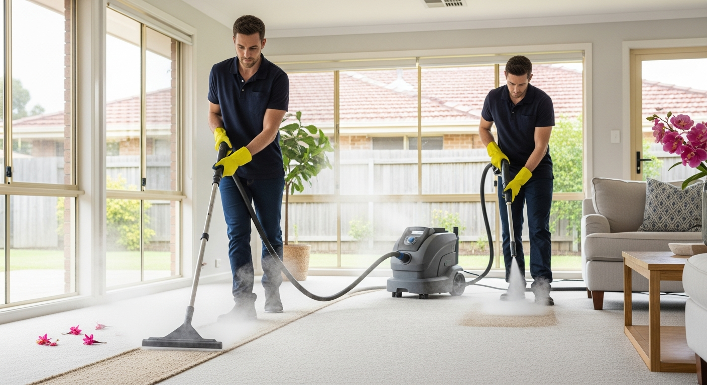 Carpet steam cleaning in living room