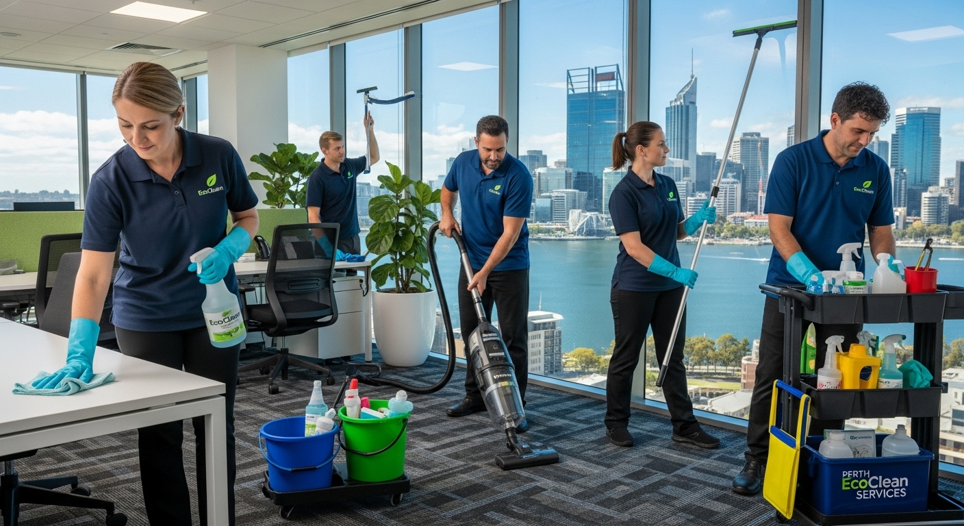 Perth commercial cleaners working in an office