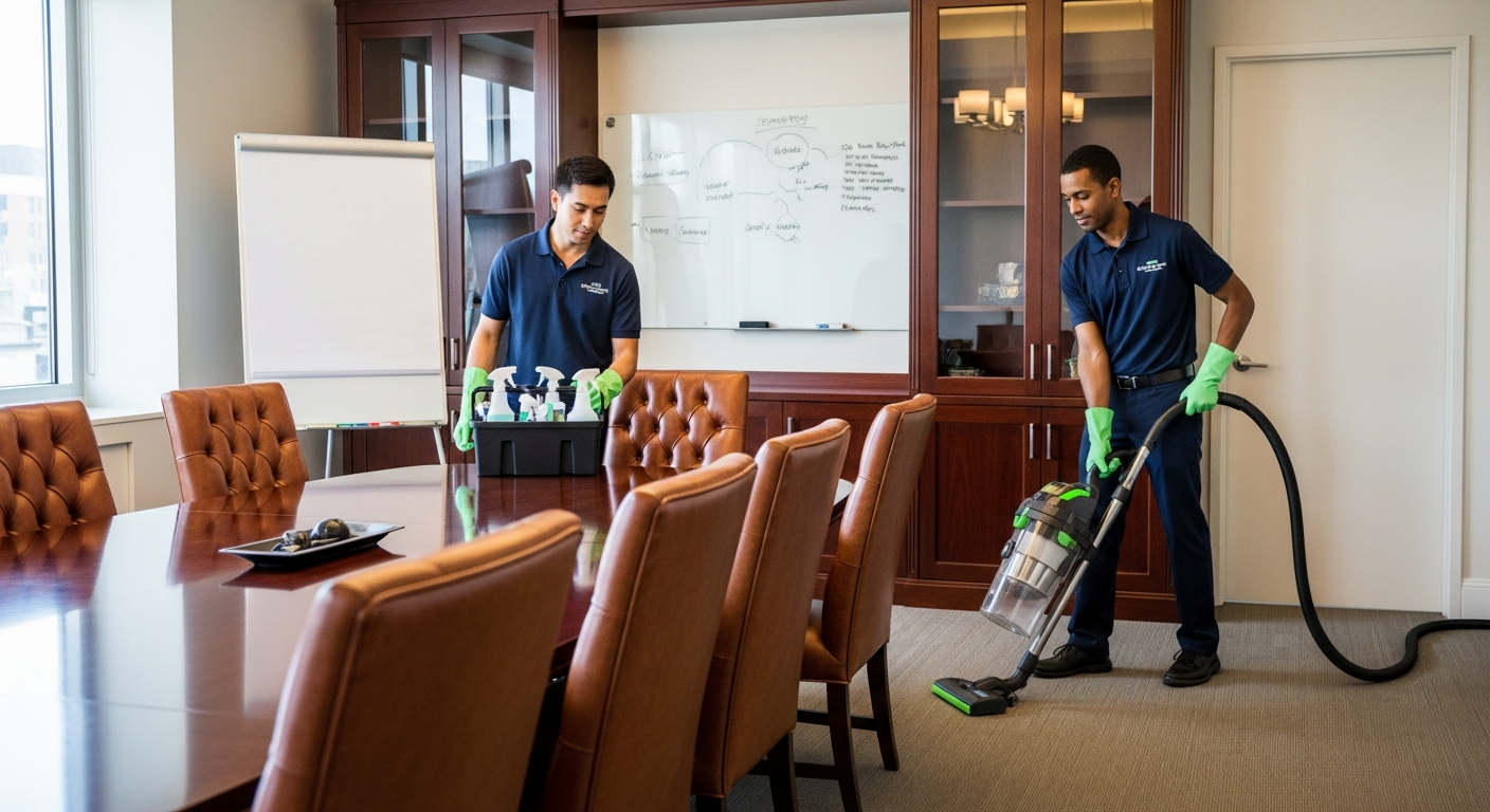 Professional cleaners sanitising an office in Sydenham