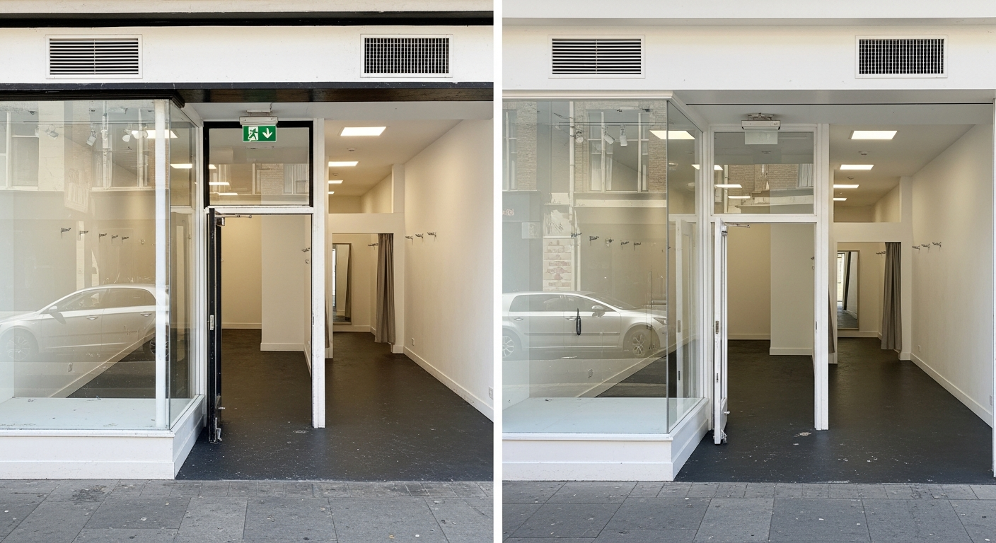 Before and after vacate cleaning in commercial retail space Shenton Park