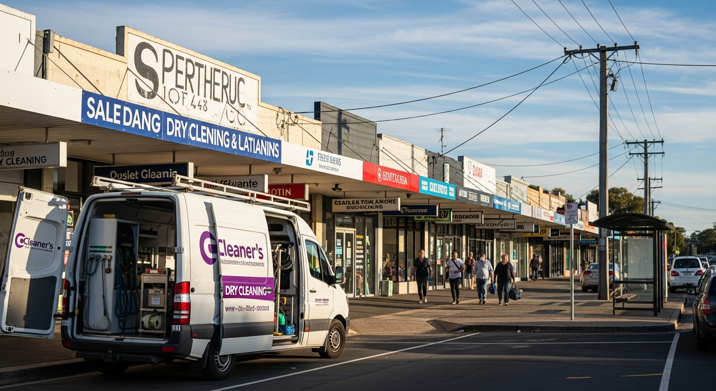 Regents Park commercial street and cleaners van