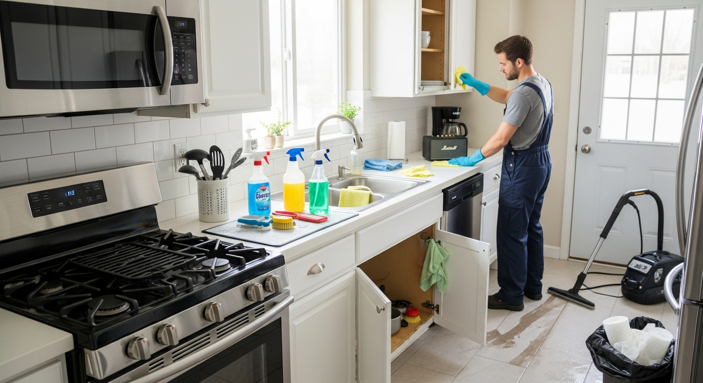 End of lease cleaning in a Clematis rental kitchen
