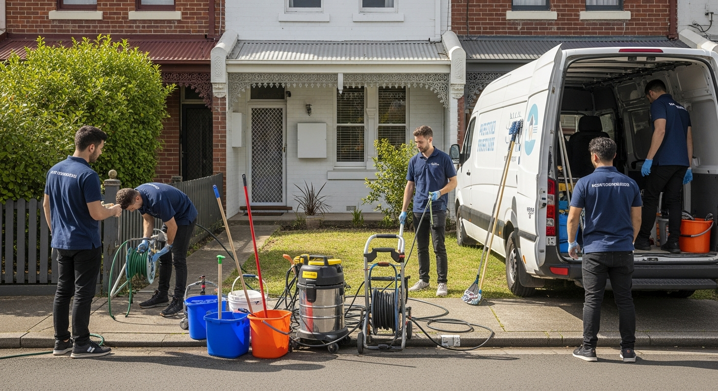 Cleaning crew preparing for a vacate clean in Brunswick West