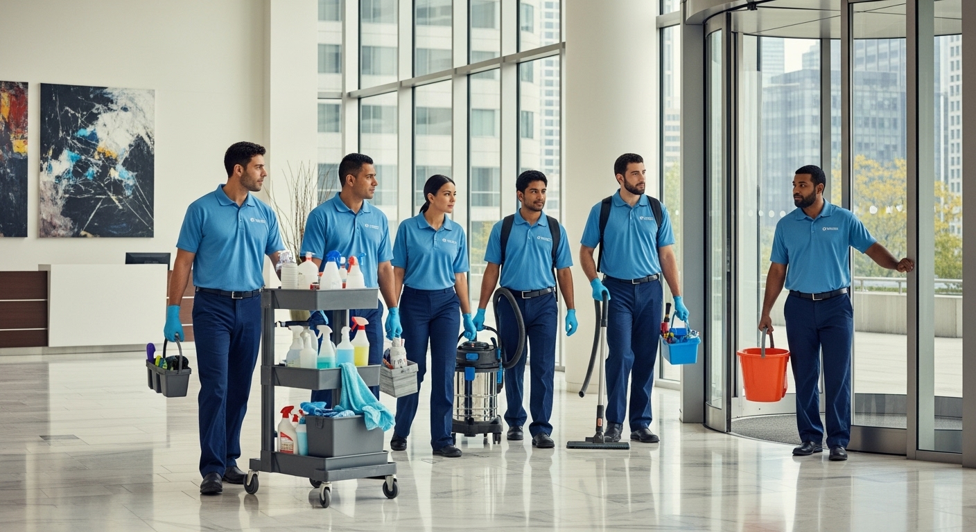 Superboss commercial cleaning team arriving at site