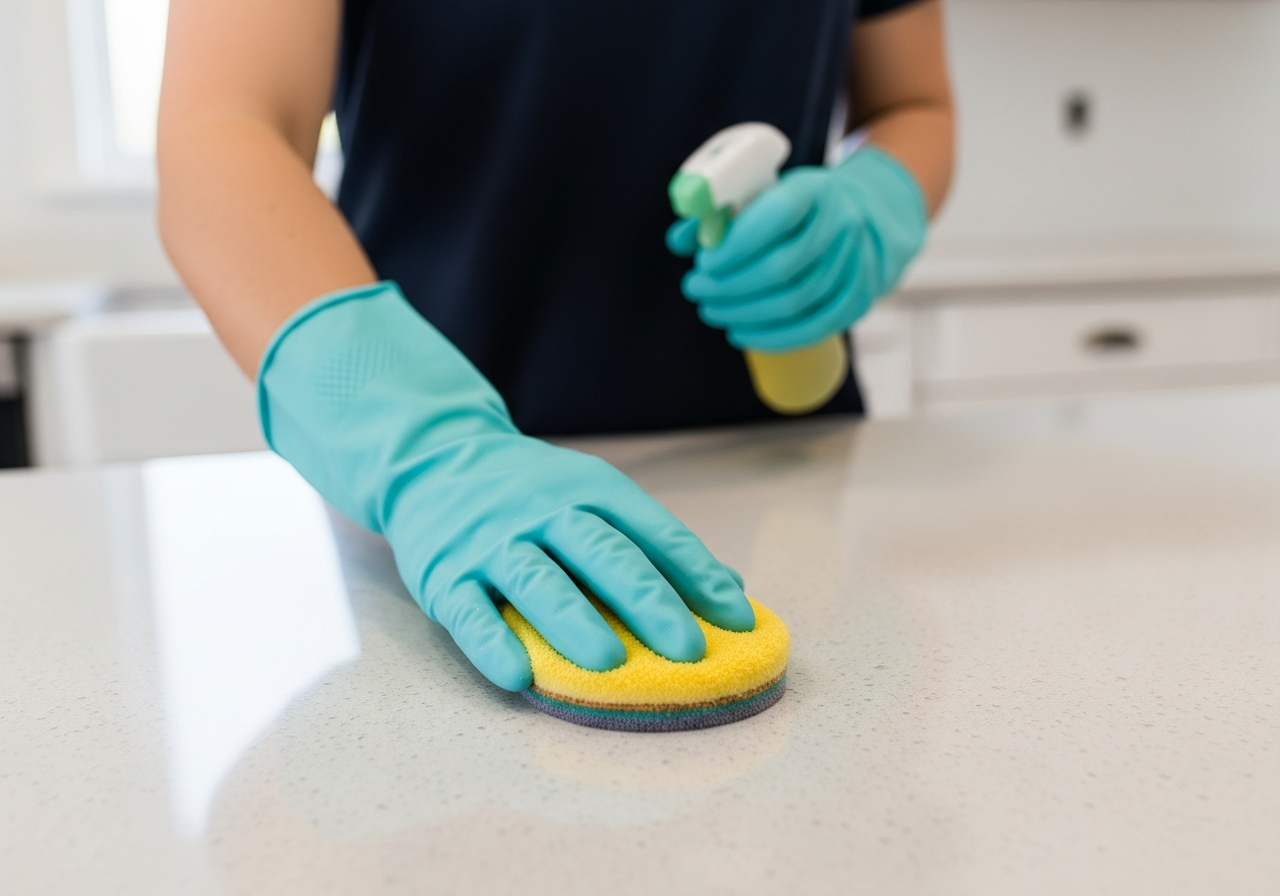 End of lease cleaning team in kitchen