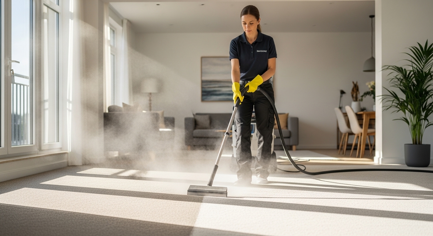 Carpet steam cleaning in apartment