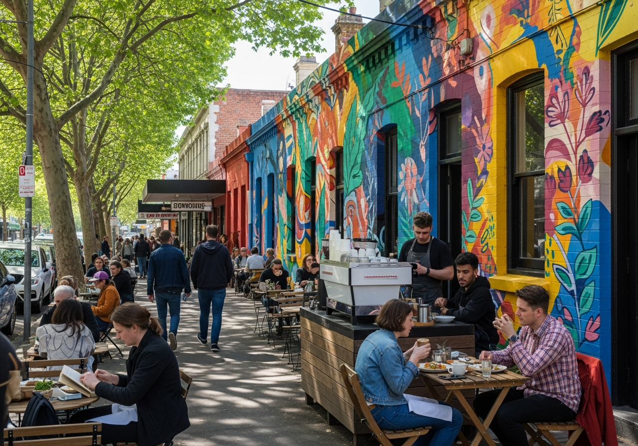 Collingwood Brunswick Street cafe and street art