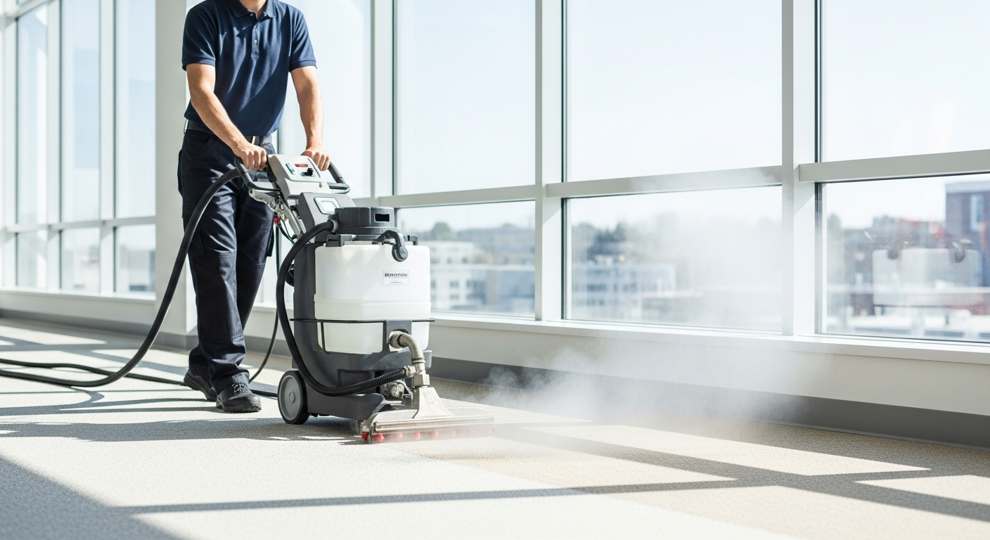 Carpet steam cleaning in office