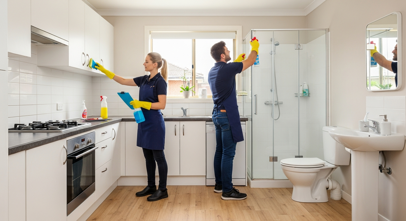 Professional end of lease cleaners at work