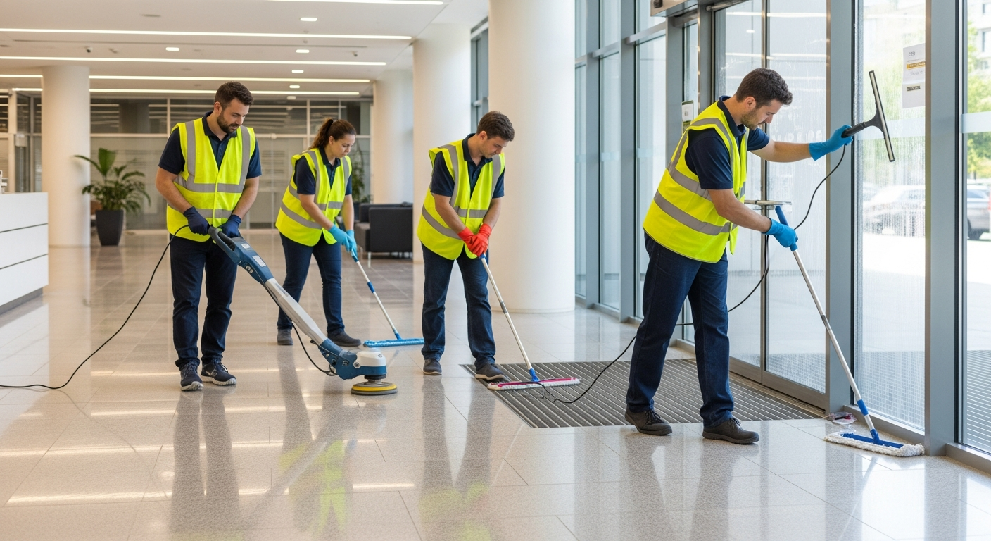 Commercial cleaners in Padstow office foyer