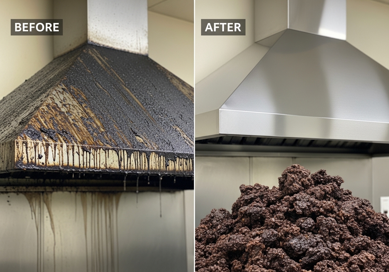 before and after hood cleaning