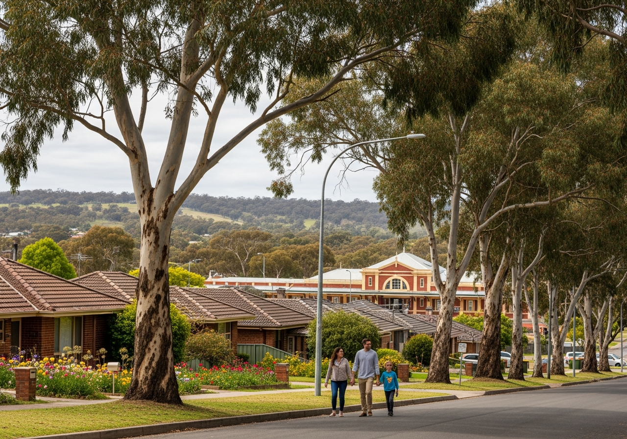 Macleod suburb scene with houses and trees