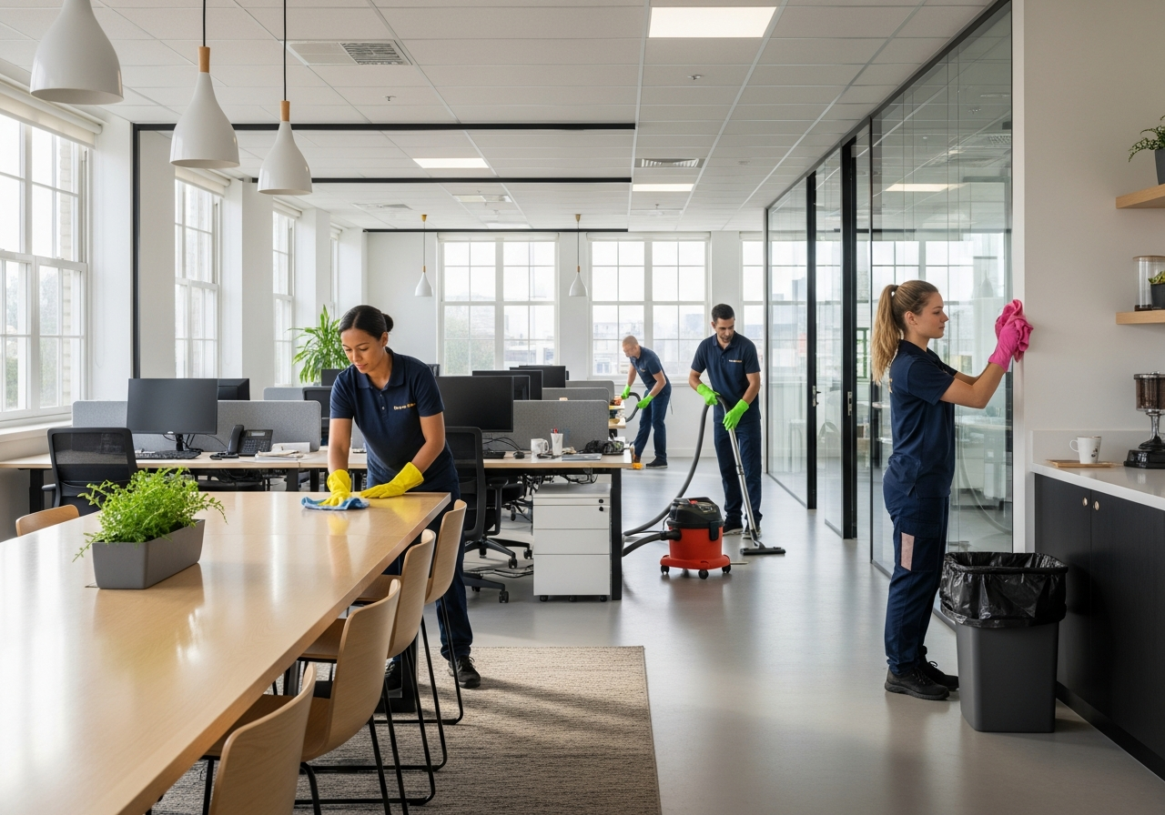 Commercial cleaners at work in Shalvey office
