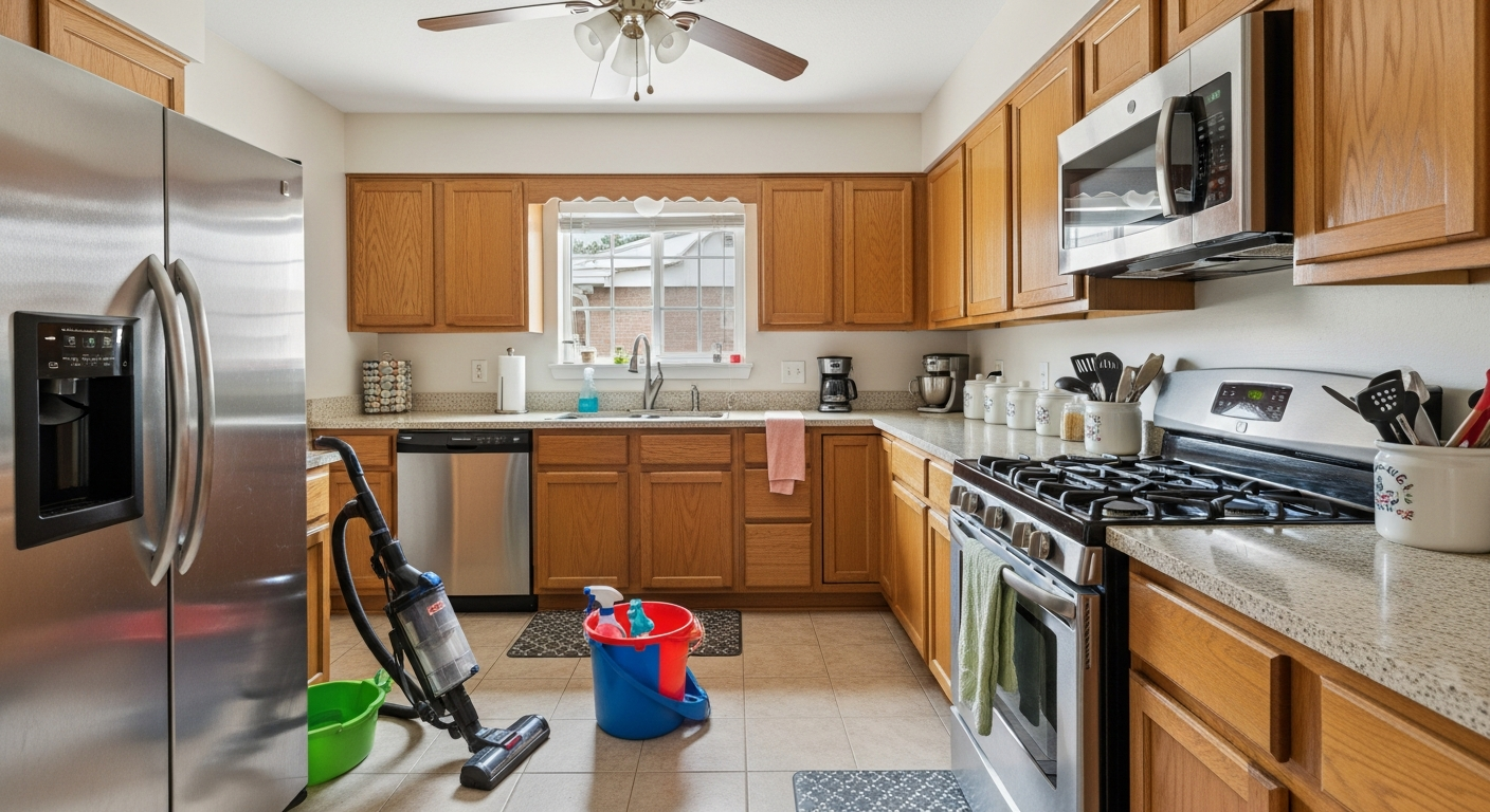 Cleaner preparing a property for inspection