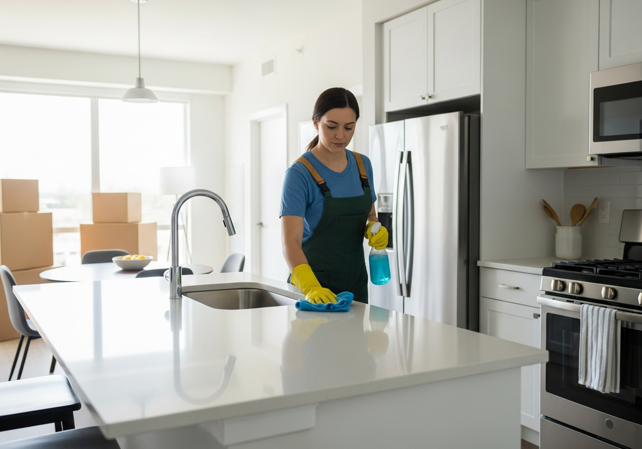 Kitchen bench polishing