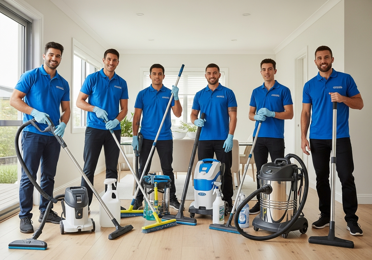 Cleaning team preparing for bond clean