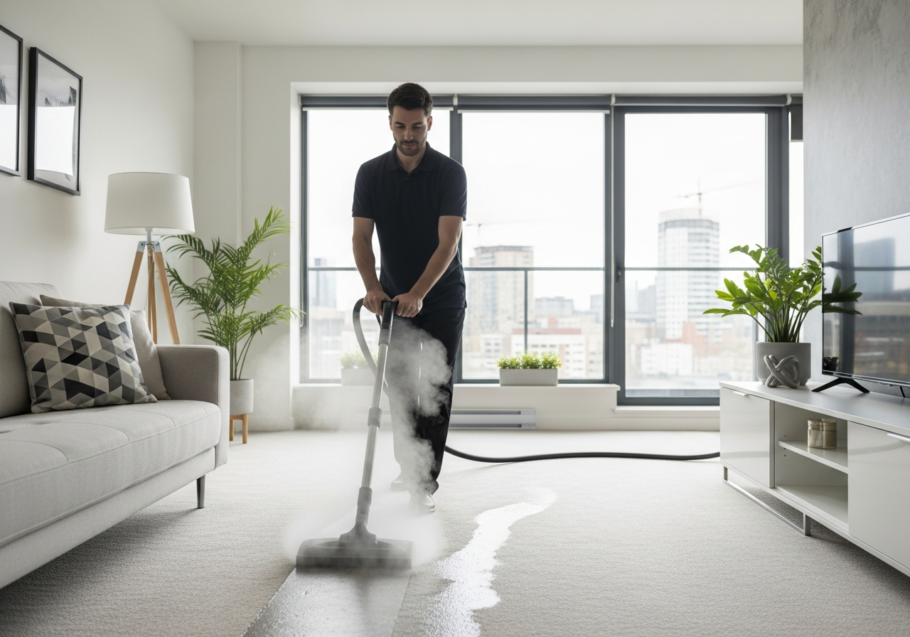 Carpet steam cleaning in Cloverdale apartment