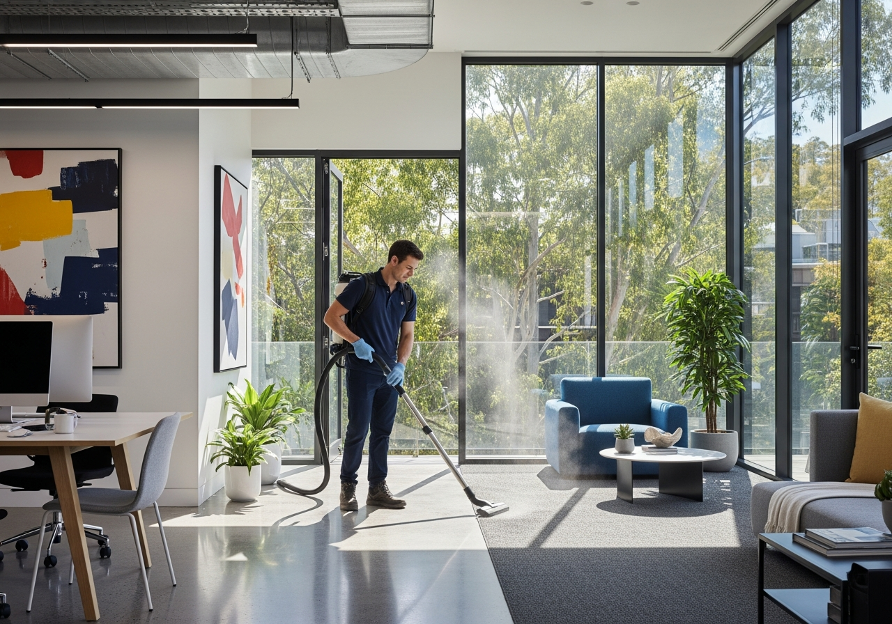 Commercial cleaner in office
