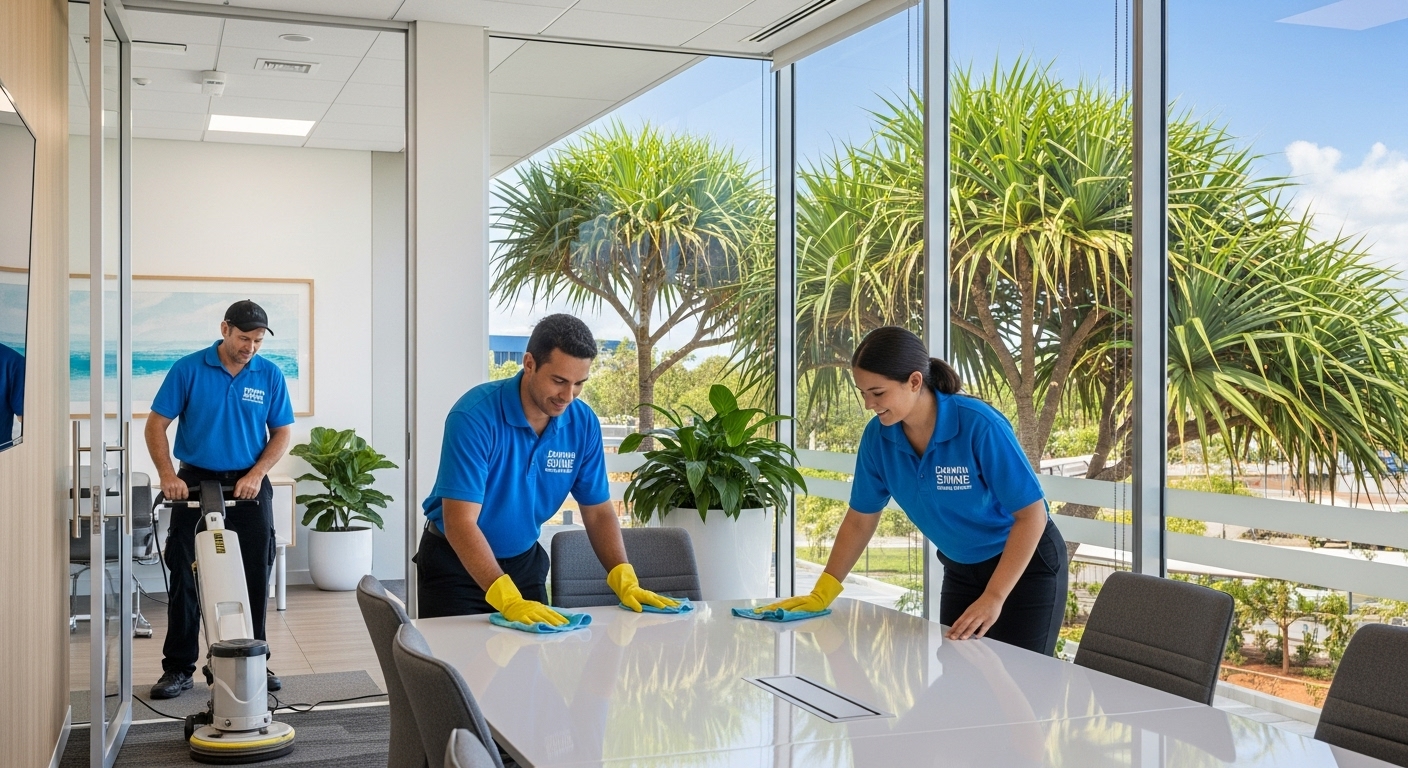 Commercial cleaners at work in Darwin office