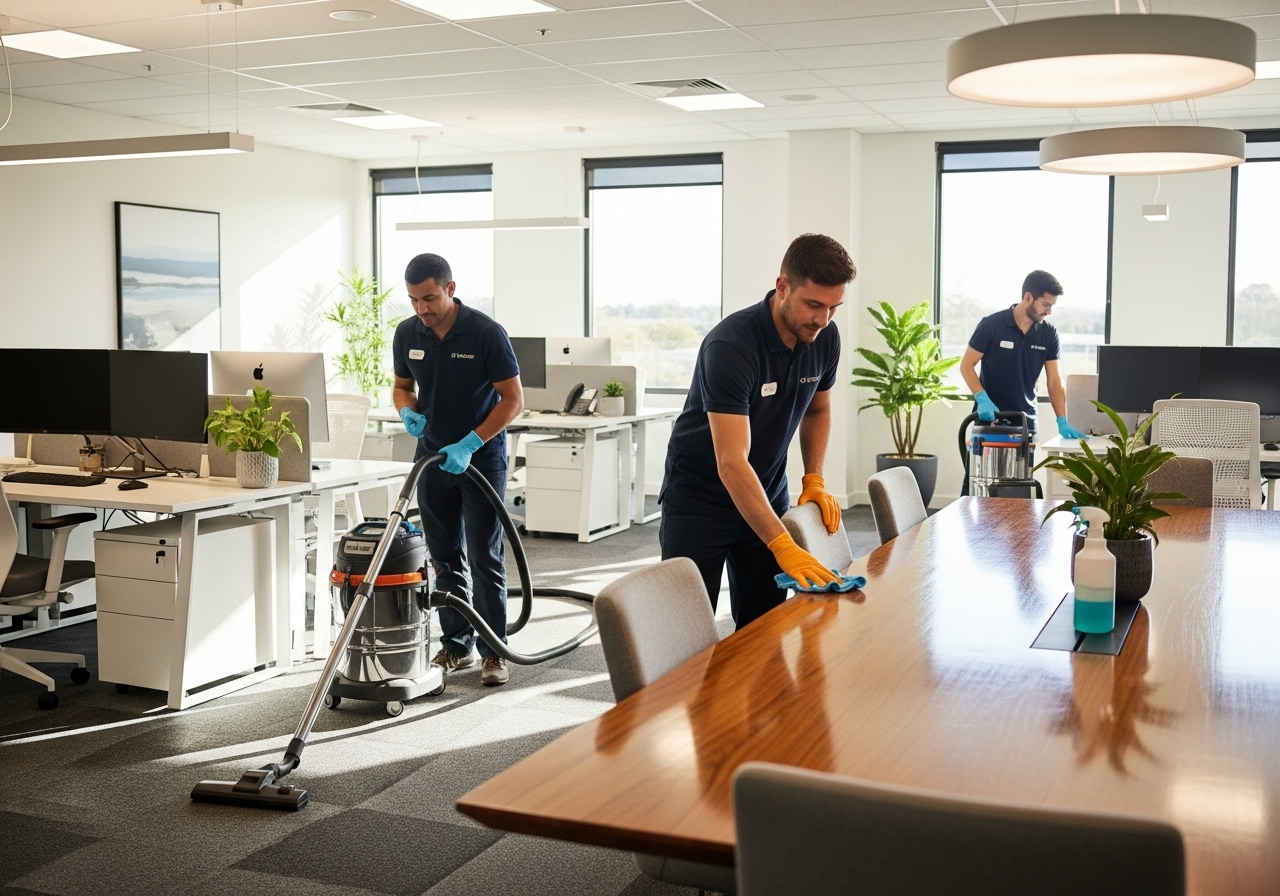 Commercial cleaners working in Wagga Wagga office