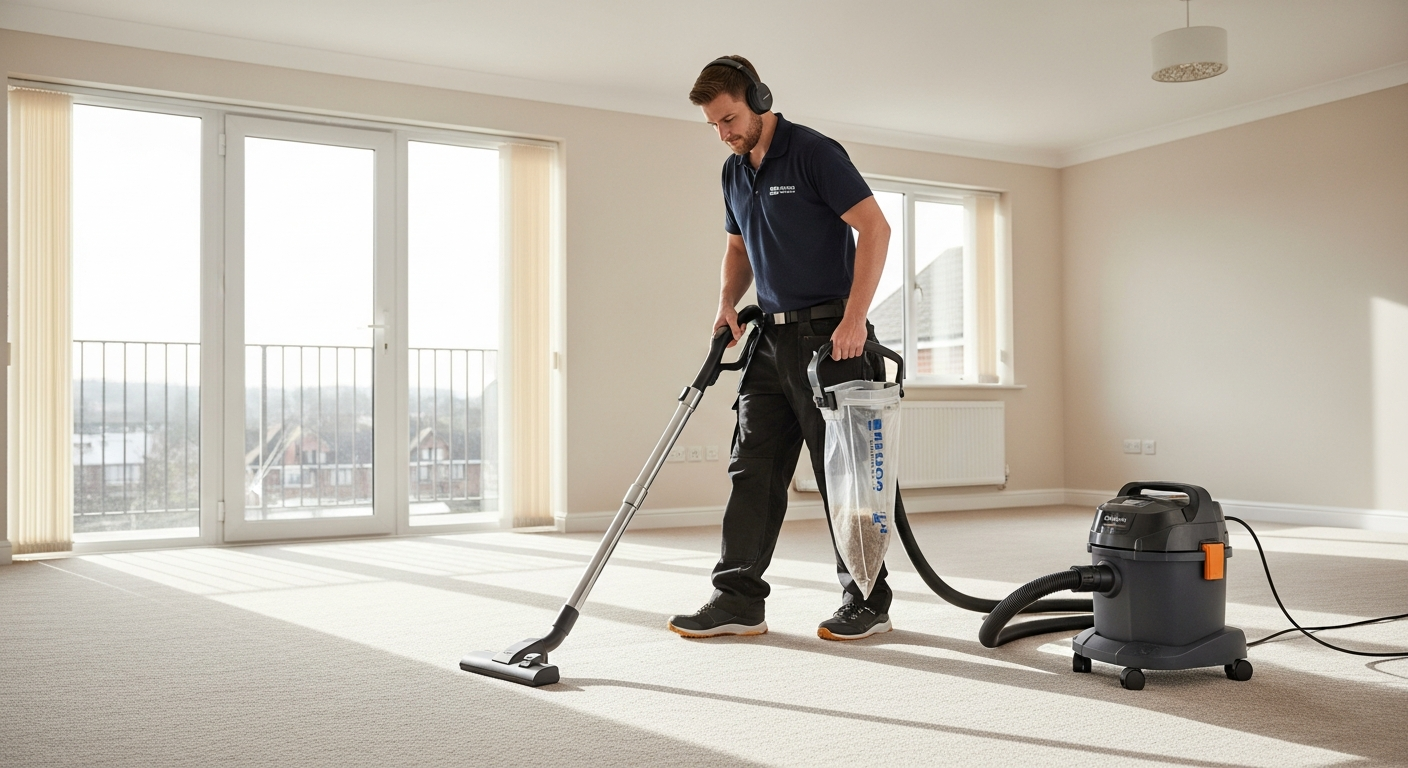 Cleaner vacuuming carpet