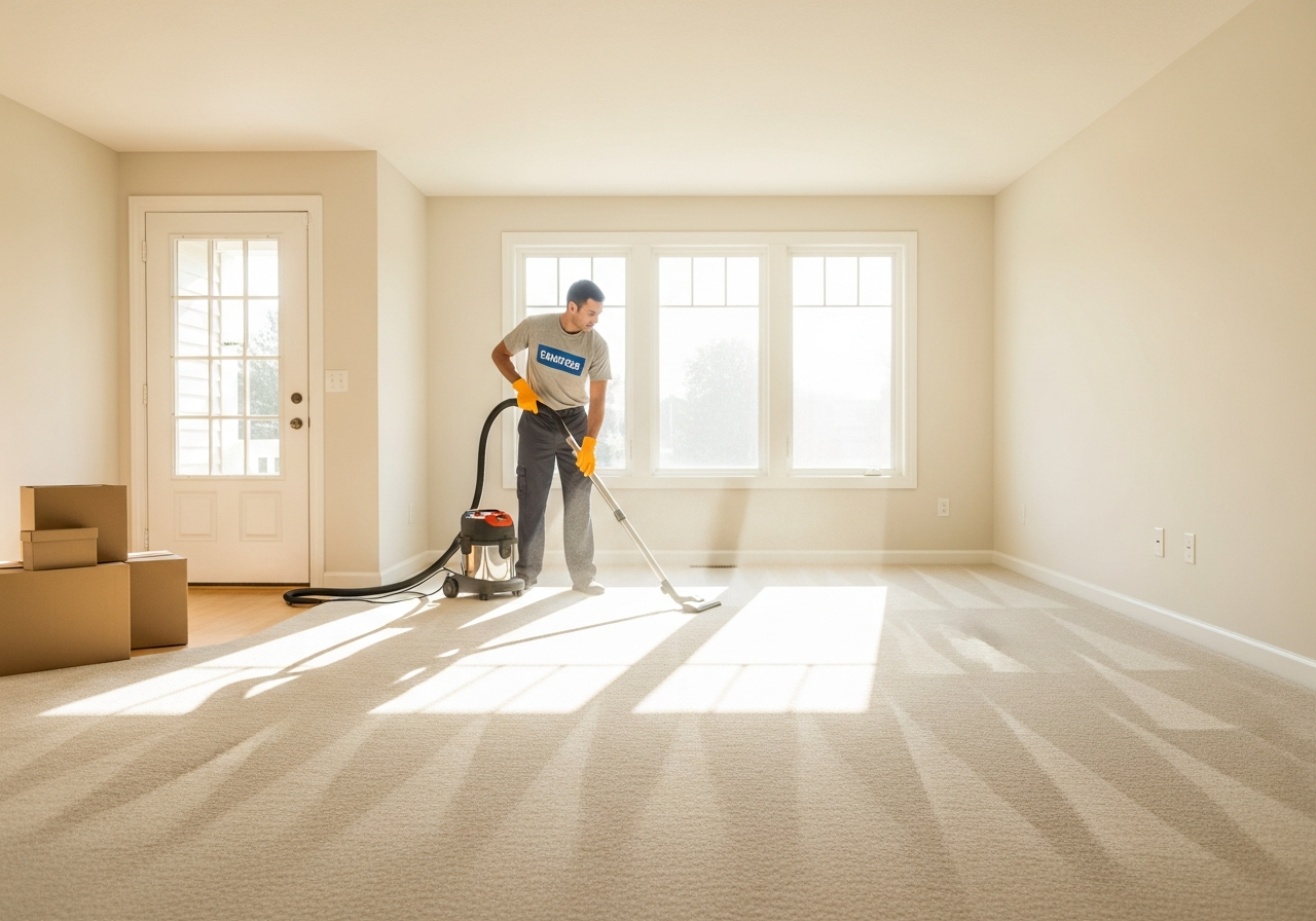 Vacuuming carpet at move out
