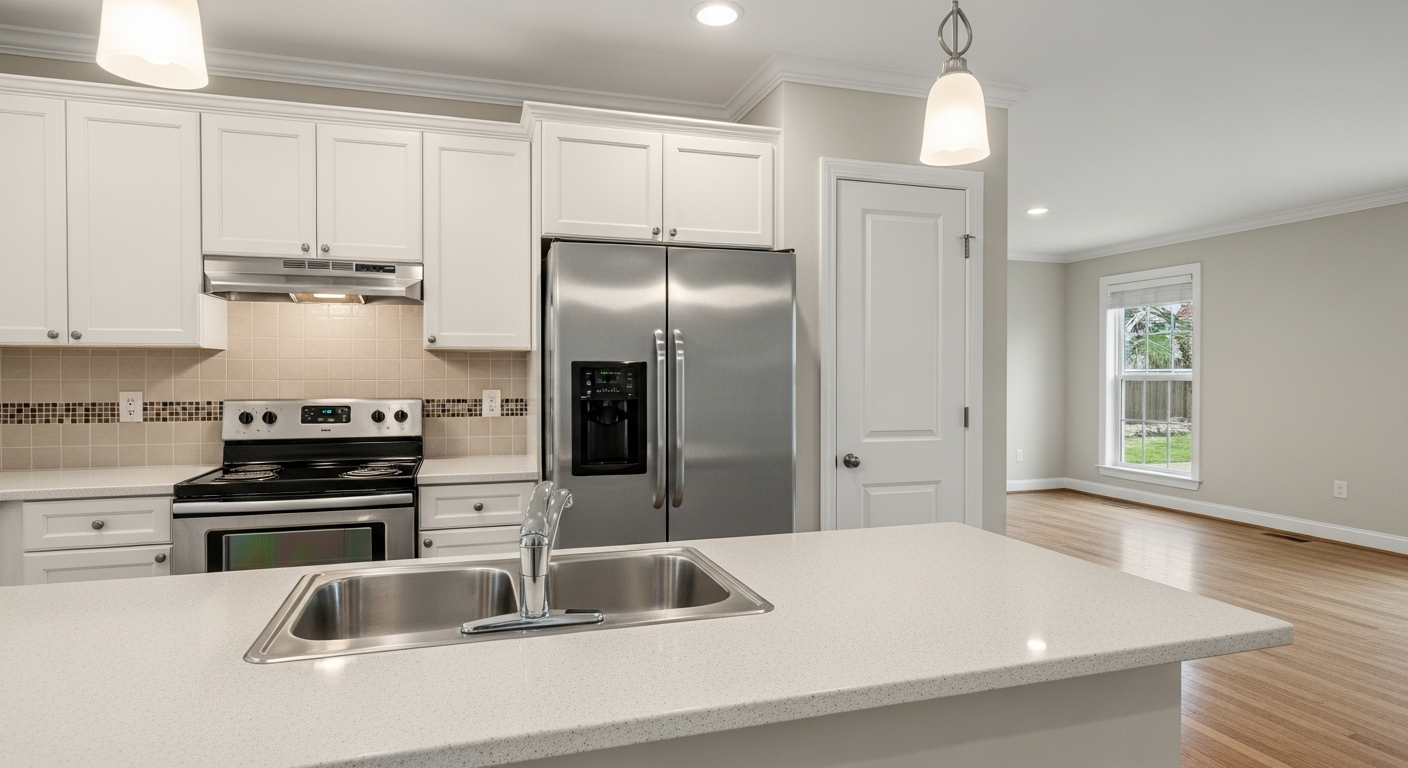 Clean kitchen ready for handover