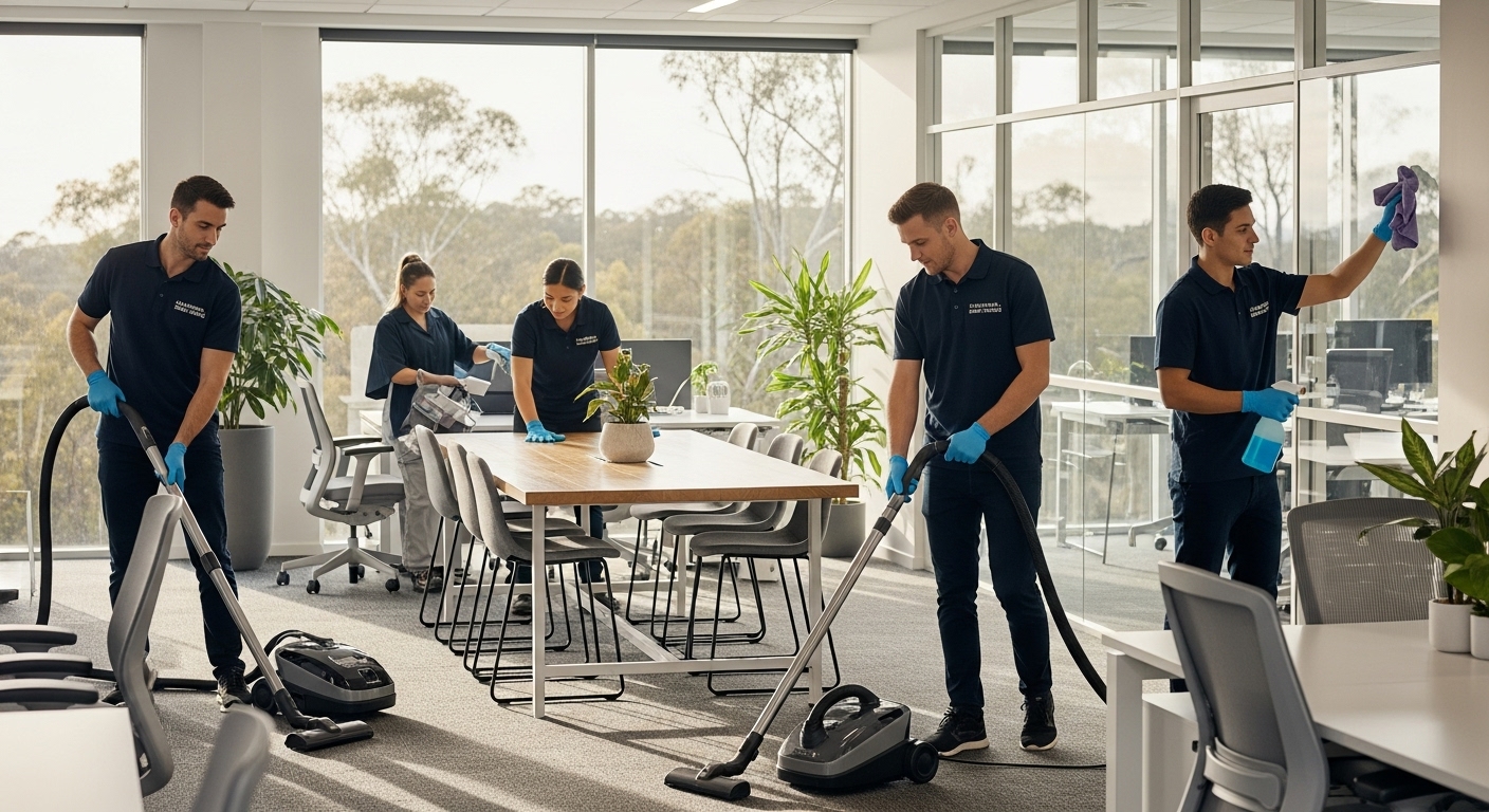 Professional cleaners in Canberra office