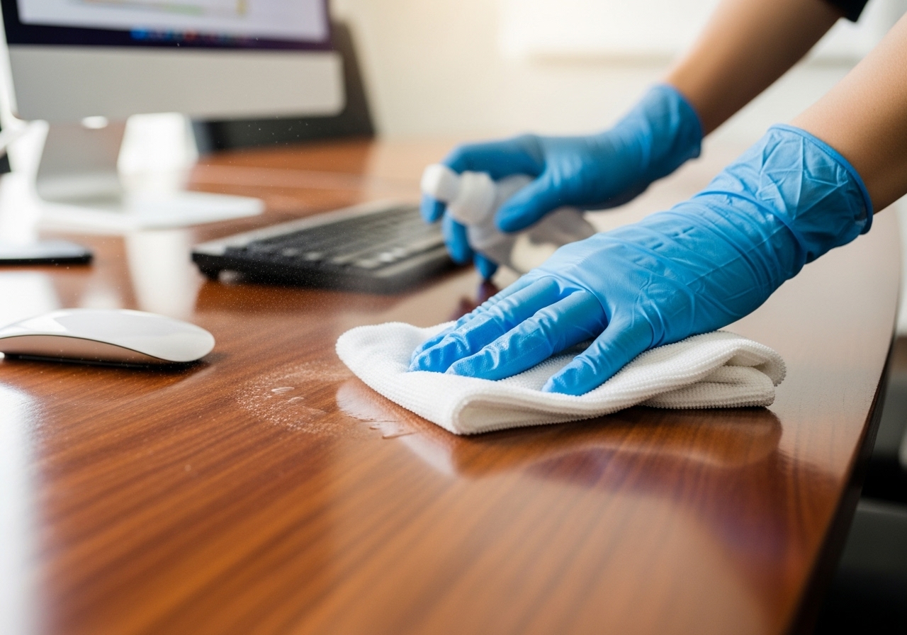 Cleaner sanitising high-touch surface