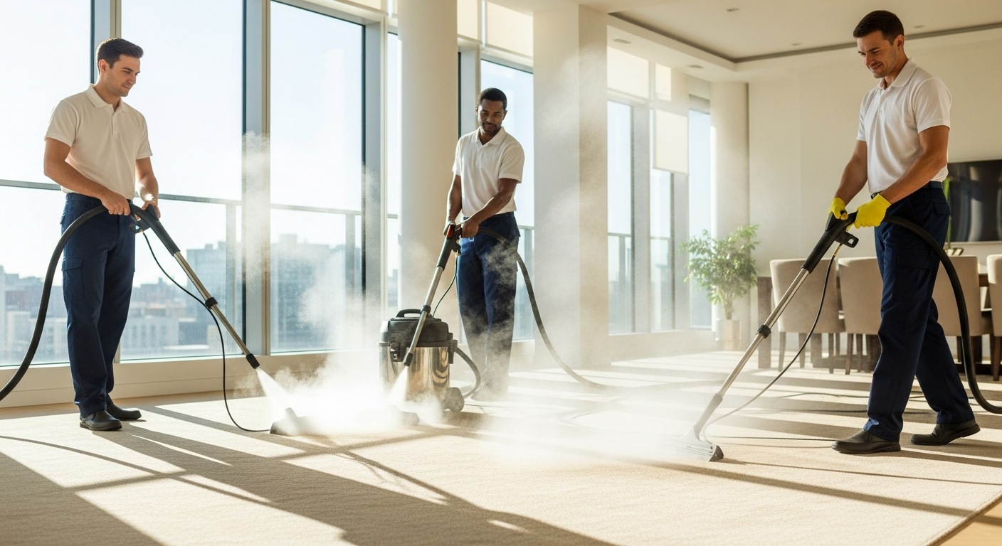 Professional cleaners at work in Preston apartment