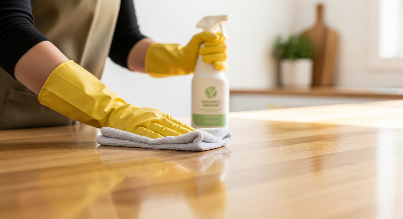 Professional cleaner using eco-friendly products