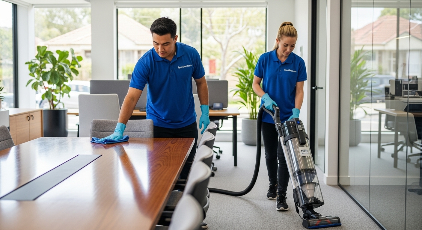 Professional cleaners in a Beecroft office