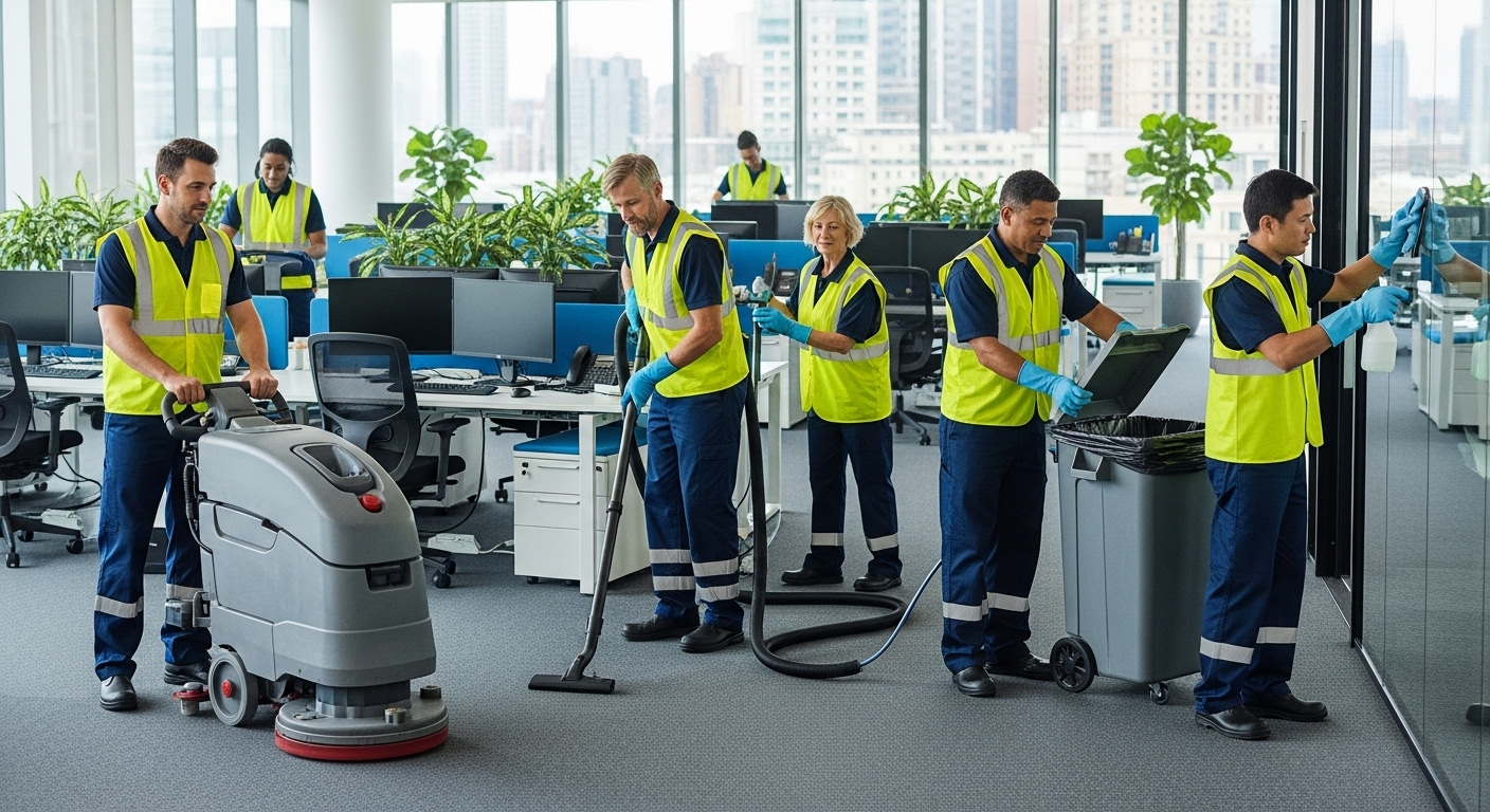 Corporate cleaning team