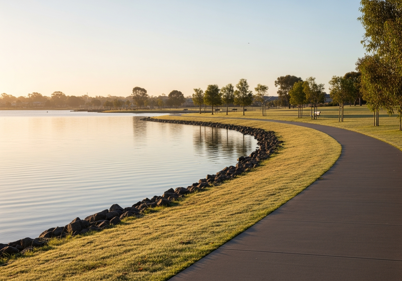 Greenvale Lakes park and lake