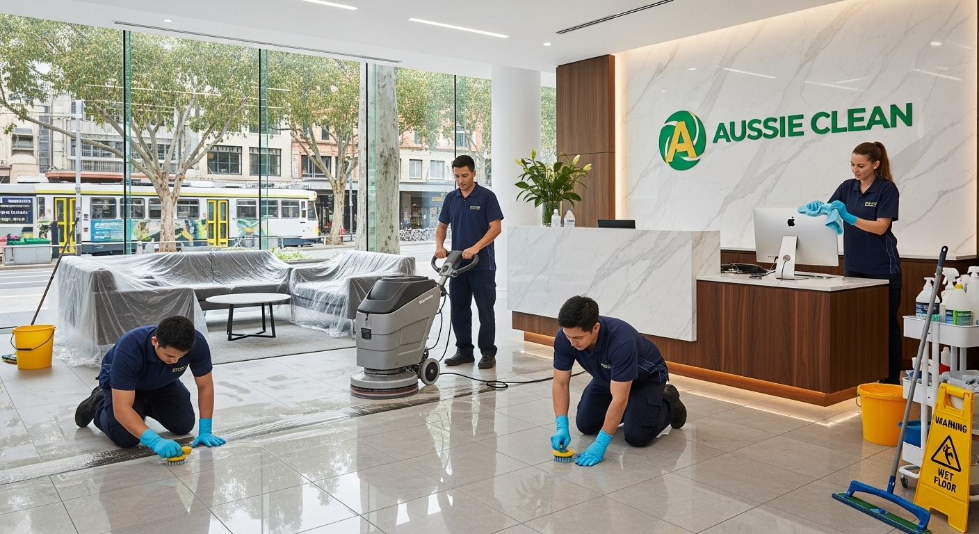 Commercial cleaning team in Airds reception