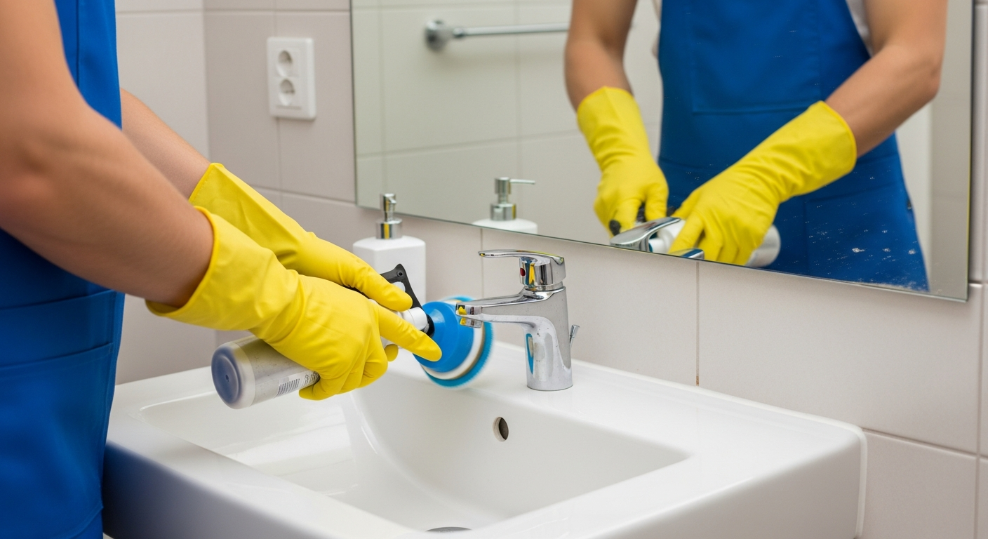 Cleaner polishing bathroom