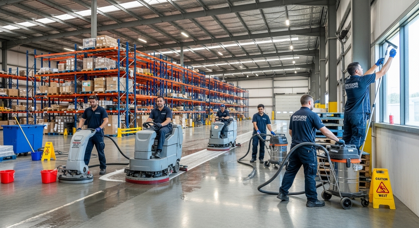 Commercial cleaners in Banksmeadow warehouse