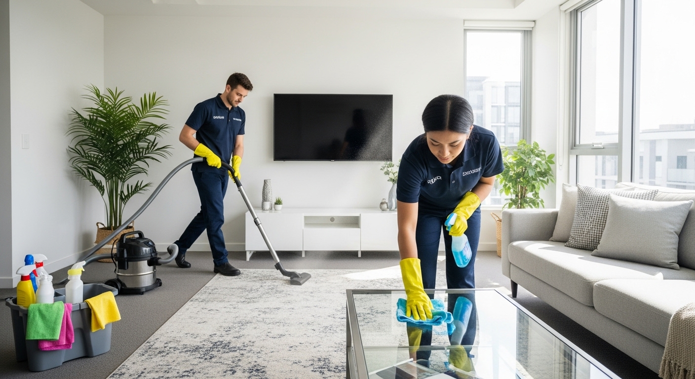 End of lease cleaning team in apartment