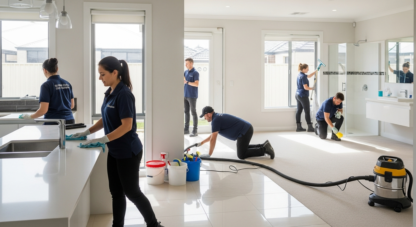 End of lease cleaning team preparing a home for inspection