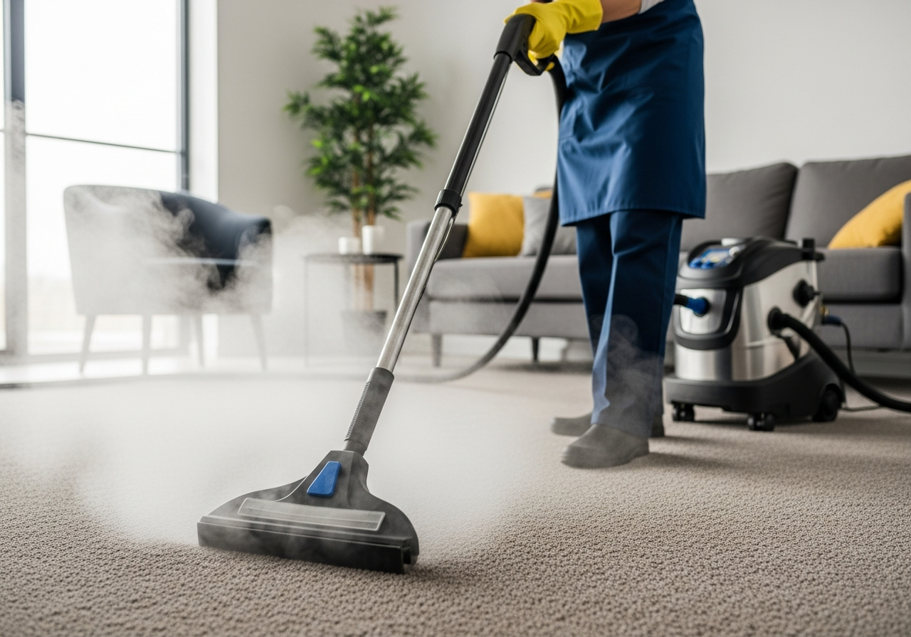 Carpet steam cleaning in apartment
