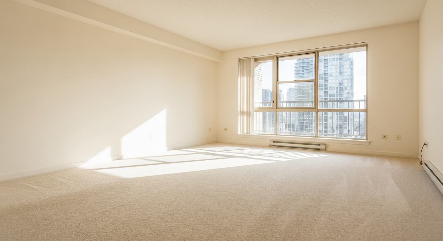 Spotless living room after end of lease cleaning