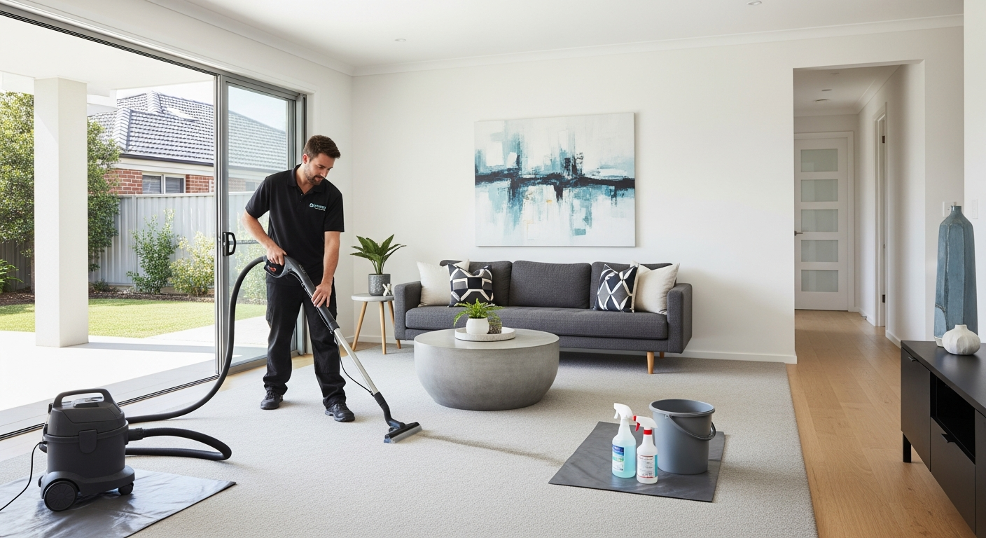 Carpet cleaning in a living room