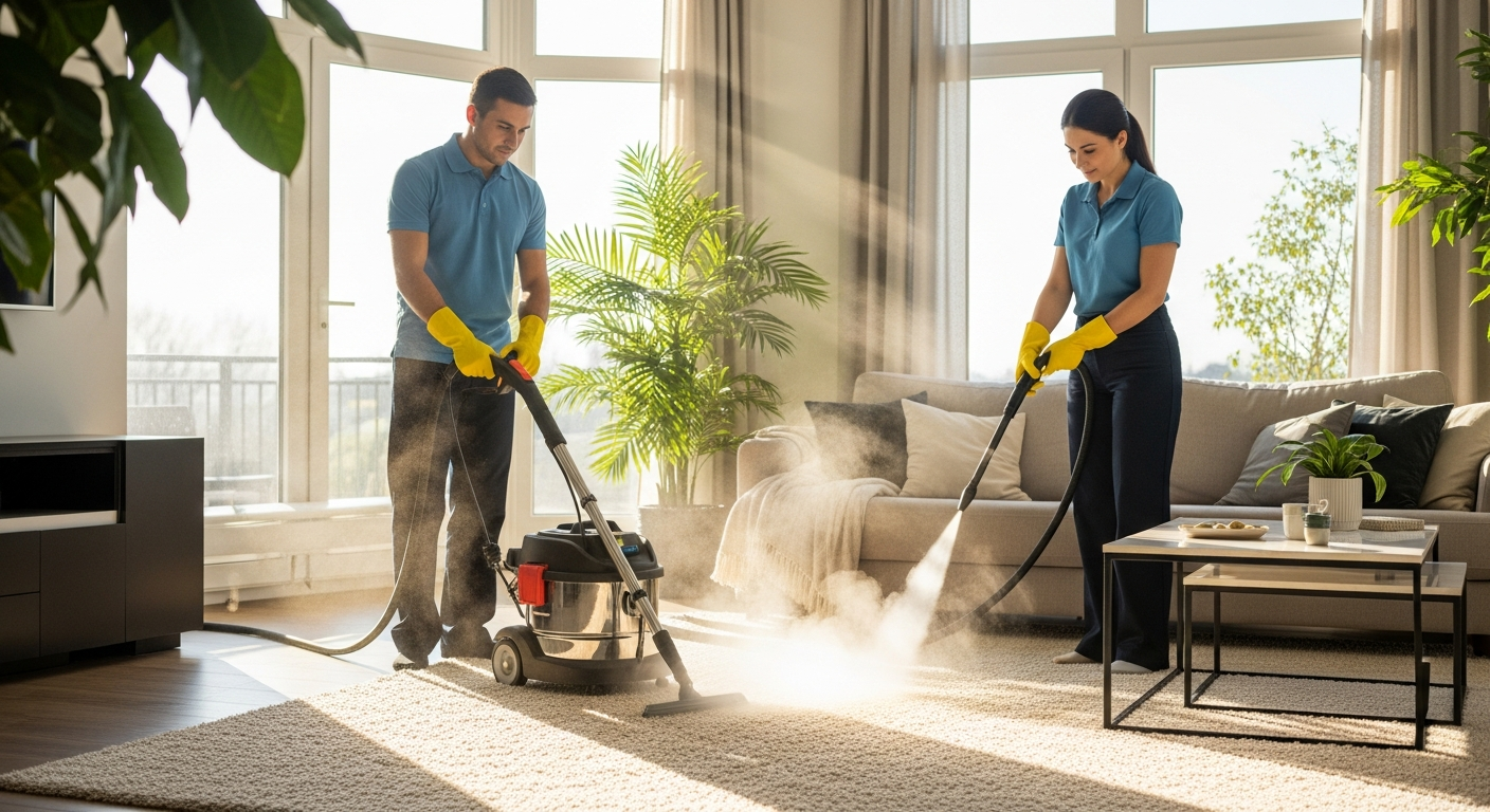 Carpet steam cleaning in Stoneville rental living room
