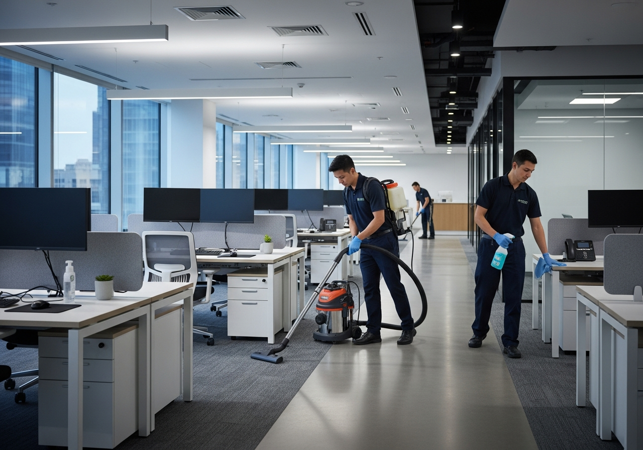 Commercial cleaners at work in Punchbowl office