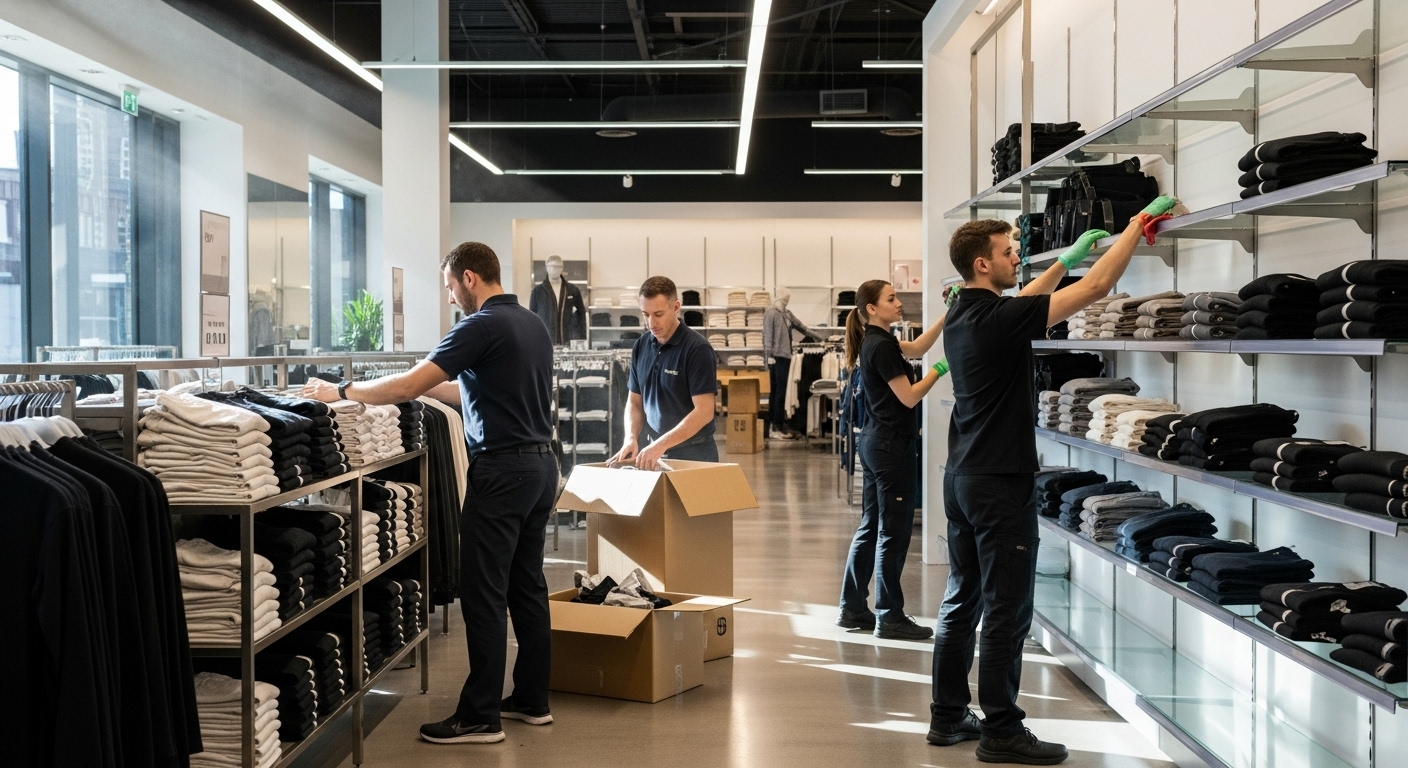 Retail cleaning before opening