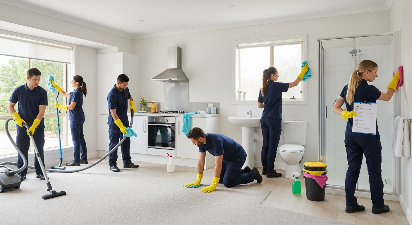 End of lease cleaning team preparing property