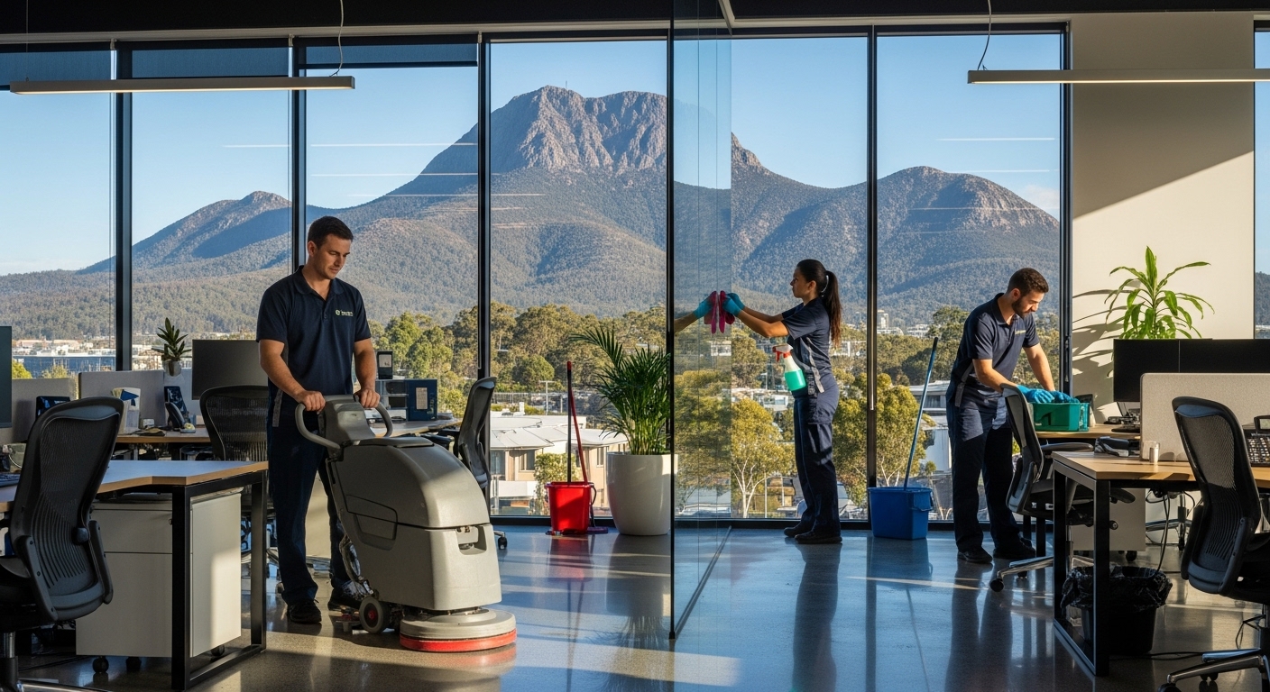 Professional cleaners in Hobart office