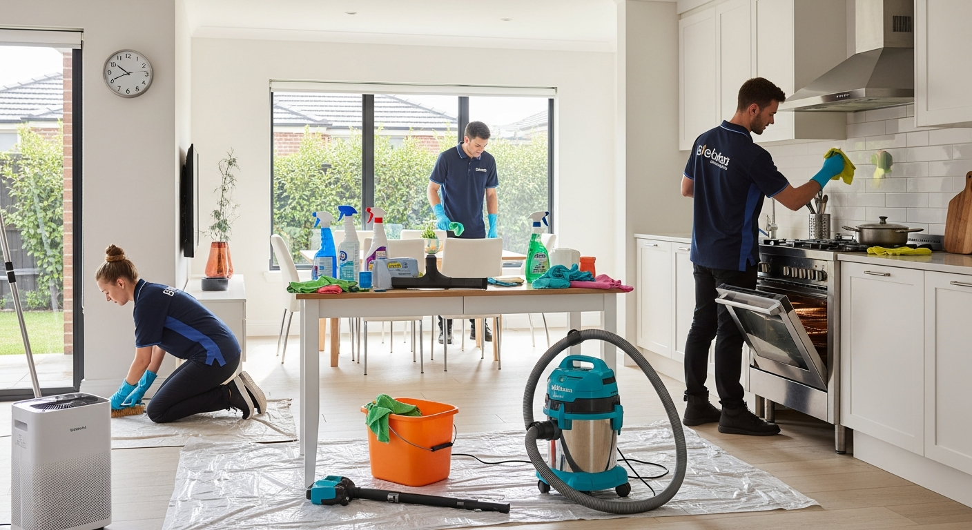 Vacate cleaning team in action