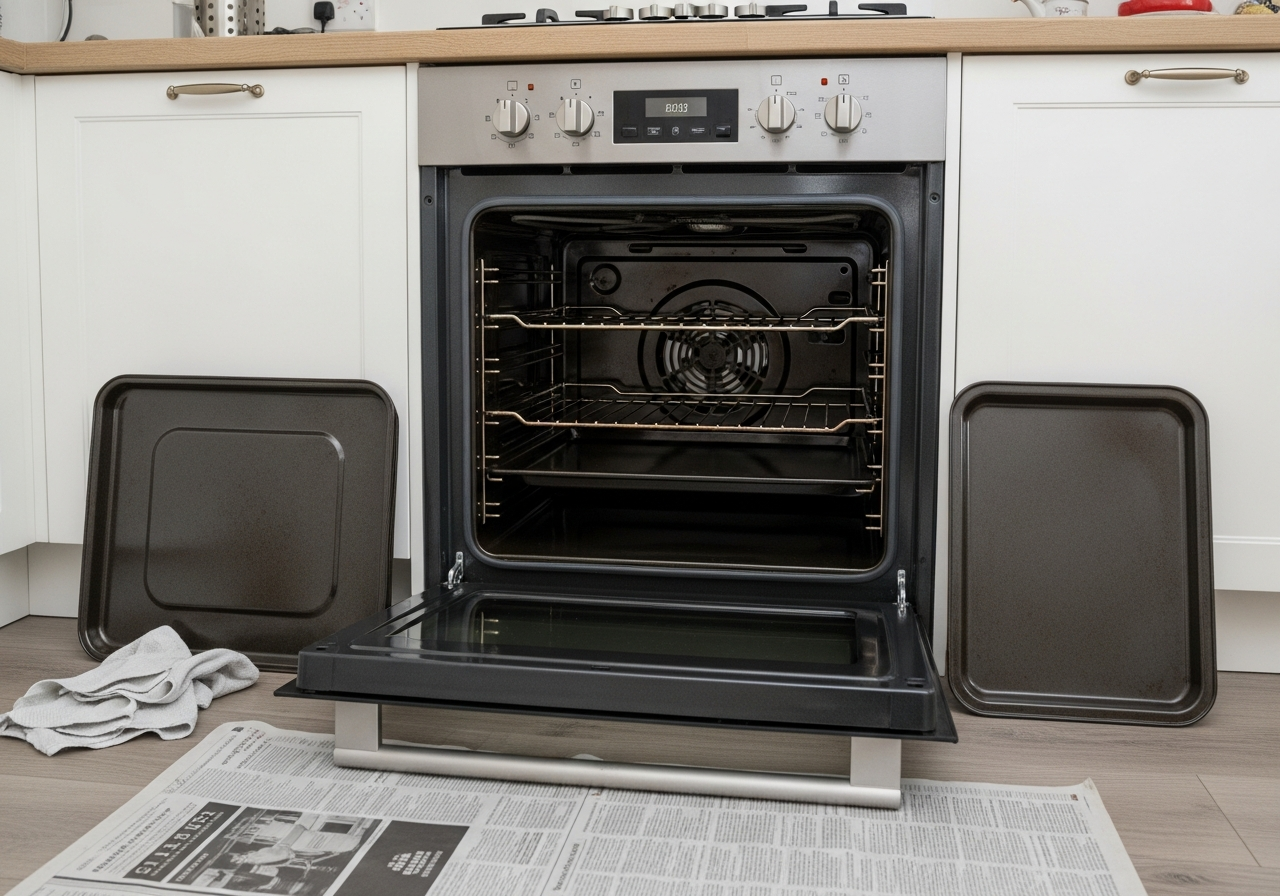 Kitchen vacate cleaning oven and benchtop